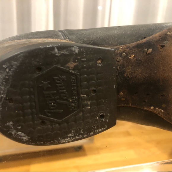 Leather Tony Lama Boots; Size 10. Worn with lots of old wear marks as pictured. - Picture 6 of 14